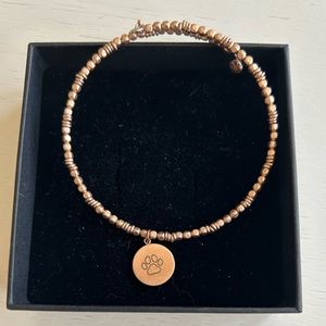 Paw Charm Beaded Bracelet - Gold